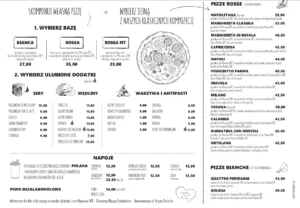 Rialto Pizza Neapolitańska MENU Kraków ul. Mochaniec 1